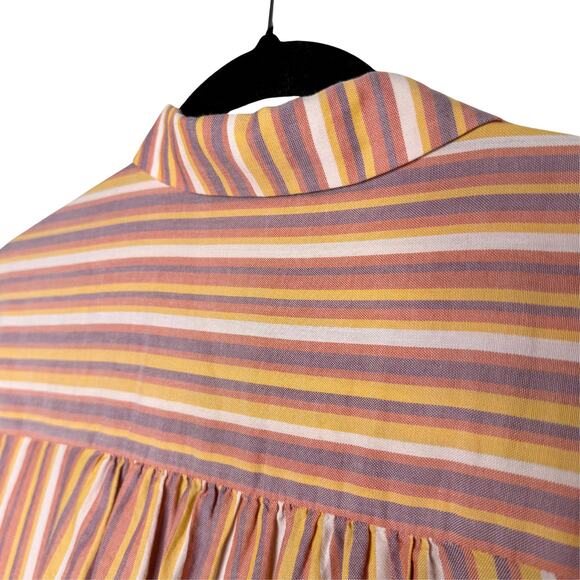 Madewell Oversized Button Up Rainbow Sierra Stripe Central Shirt Size Medium - Picture 9 of 11